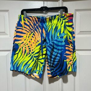 Bjorn Borg Palm Print Colorful Men's Swim Surf Board Pool Shorts Pockets XL‎